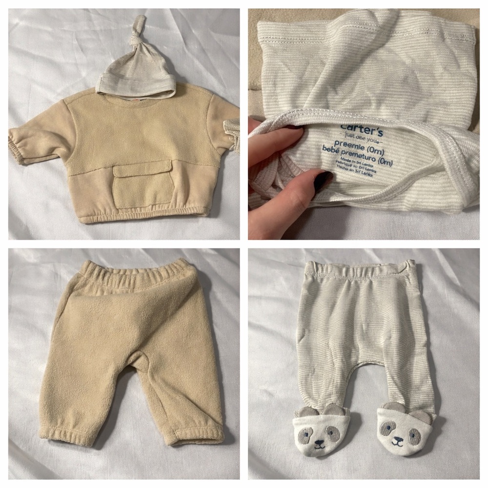 Carter's Tan and Cream Baby Outfit Set of 2 Matching Outfits